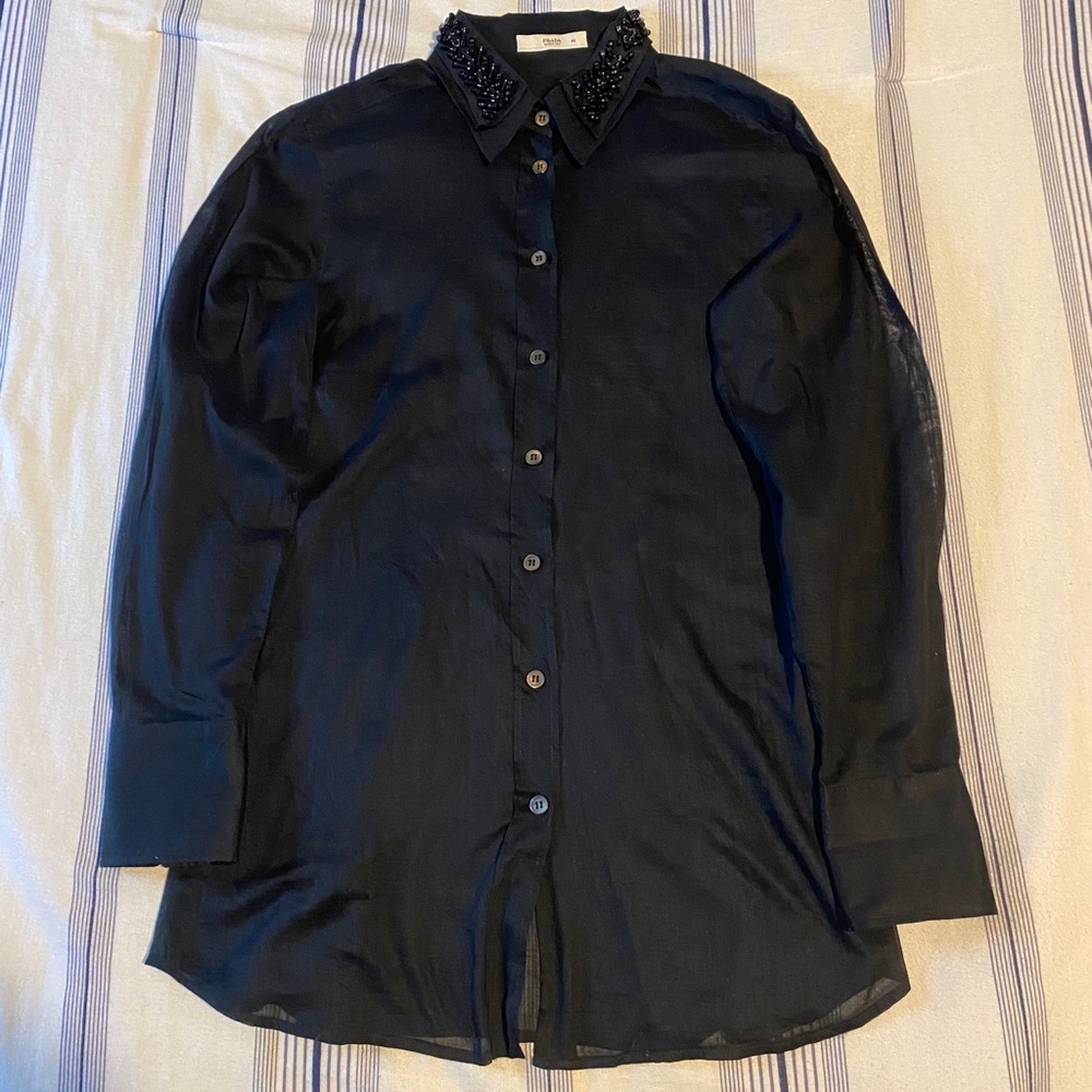 Prada Embroidered Collar Button Shirt